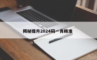 揭秘提升2024码一肖精准 